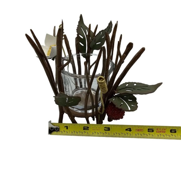 Vintage Figi Graphics Metal Sculpted Floral Votive Candle Holder, Glass Insert, - Picture 10 of 10